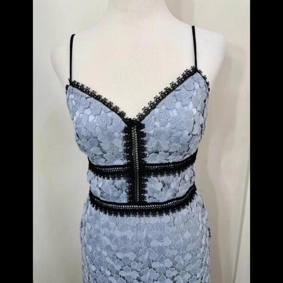 Jill Stuart Blue Lace Crochet Elle Sleeveless Cocktail Midi Tea Dress Sz 4 NWoT - Picture 4 of 10